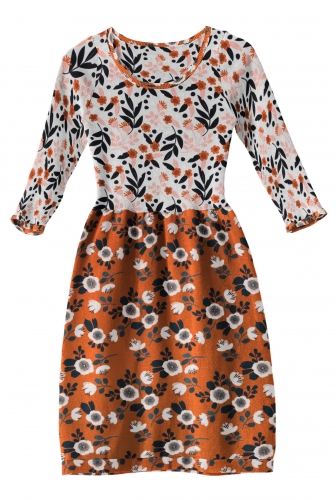 Jersey Retro Blumen - Weiß